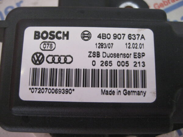 VW Passat Längsbeschleunigungssensor Querbeschleunigungssensor Duosensor Elektronik Modul 4B0907637A – Bild 3