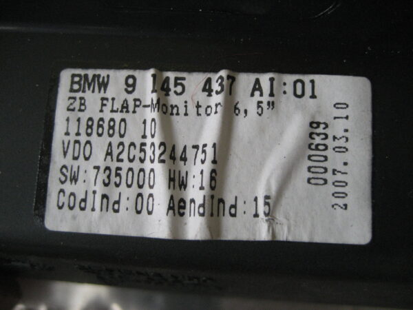 BMW 1er, 118d E87, 9145437 Bildschirm, Display, Bordmonitor – Bild 4